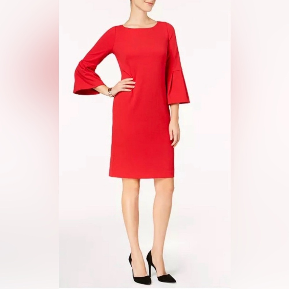 Jessica Howard red‎ bell sleeve sheath dress Size 12